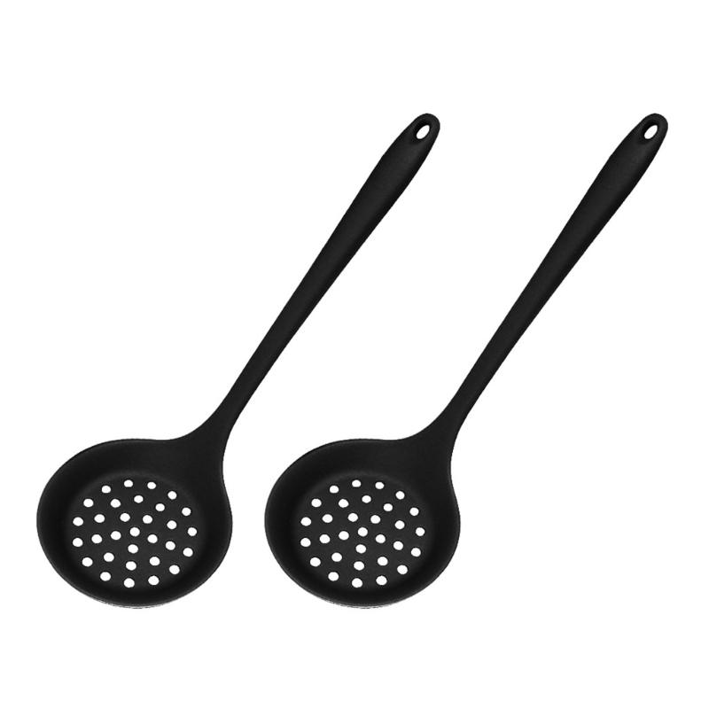 

Pack of 2 Multifuntional Silicone Skimmer Cooking Strainer Spoon with Long Handle Food Strainer Spoon for Cooking чорний