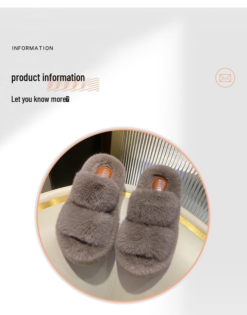 Damen Pelzige Höhenverstärkende Hausschuhe - Herbst/Winter 2023: Doppelriemen, Dicke Sohle, Koreanischer Stil, Plüschbaumwolle, Größe 35-42