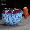 Kiln Change Ceramic Tea Cup with Wooden Handle Creativity Milk Cup Suitable for Office and Home