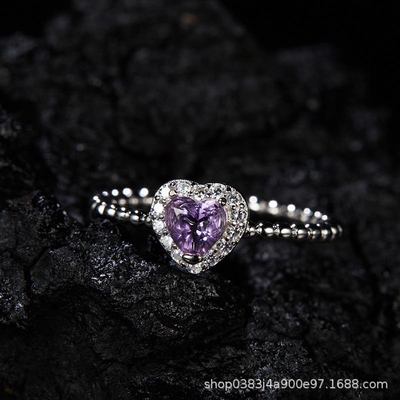 Non-Fading High-End S925 Sterling Silver 18K Gold Natural Amethyst Lucky Treasure Ring Women'S Simple Jewelry