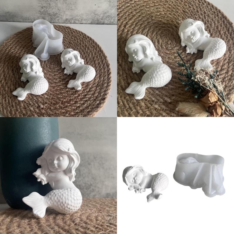Mehrzweck Entzückende 3D Meerjungfrauen Robuste Silikonform Tragbar für Resin-Handwerk und Gipsfiguren Heimdekoration