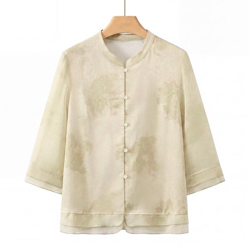 Yu Zhaolin Women s New Chinese Style Embroidered Summer Shirt 5XL
