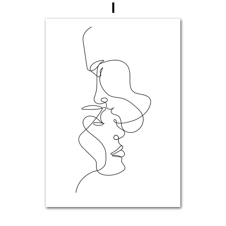 Abstract Minimalist Matisse Picasso Line Couple Wall Art Canvas Painting Posters And Prints Wall Pictures For Living Room Decor