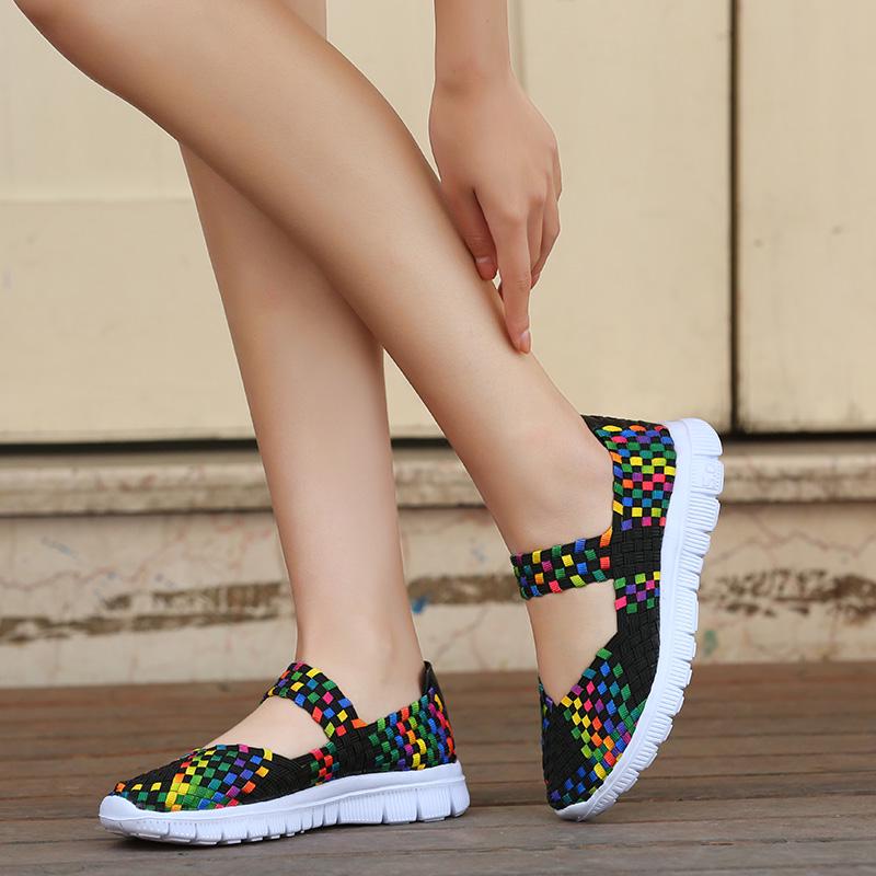 Summer Mary Jane Sandals Lady Handmade Braid Sandals Women Weave Flat Shoes Plus Size Beach Shoes