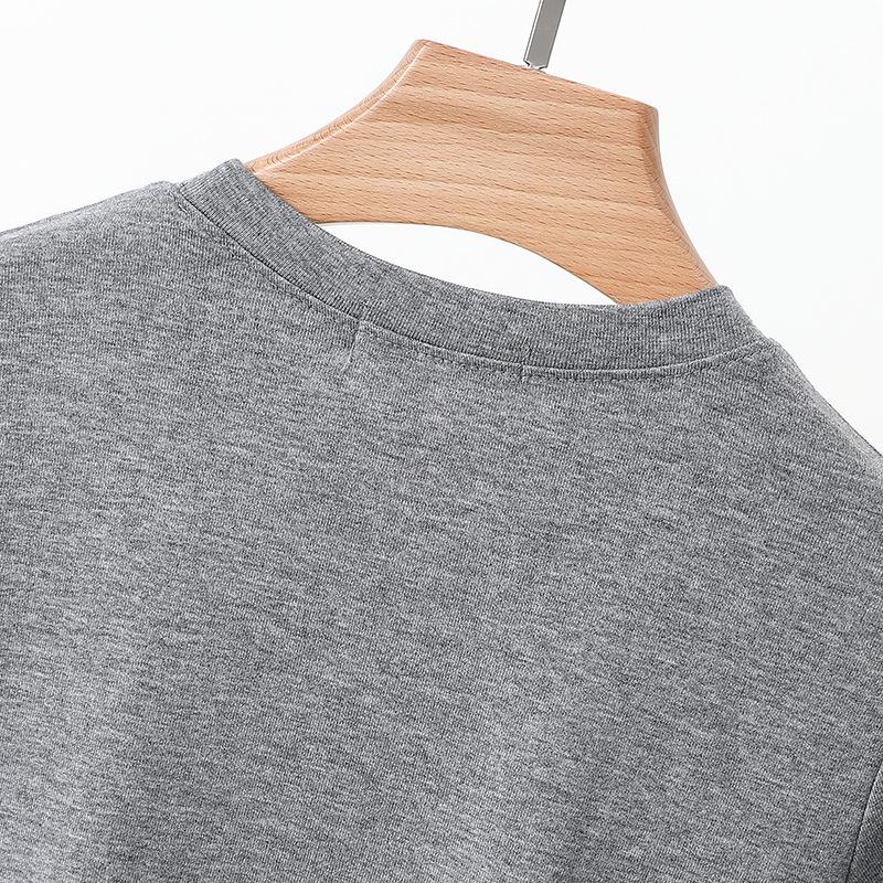 Women's Summer Patchwork Loose T-Shirt with Round Neck and Five-Sleeve Design