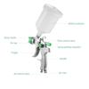 Gravity Feed Air Spray Machine Pressure Gauge HVLP Paint Sprayer with 600ML Cup 1.4mm 1.7mm 2.0mm