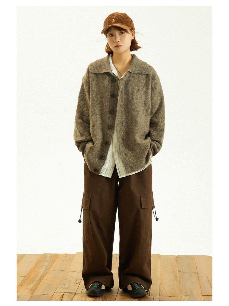 Unisex Japanese Knit Cardigan Jacket for Autumn/Winter - Heavyweight, Versatile, Loose Style