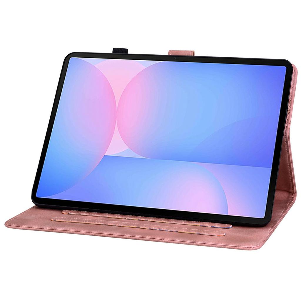 For Samsung Galaxy Tab S10 FE+ Case Lily Flower Imprint Card Slots Leather Tablet Cover