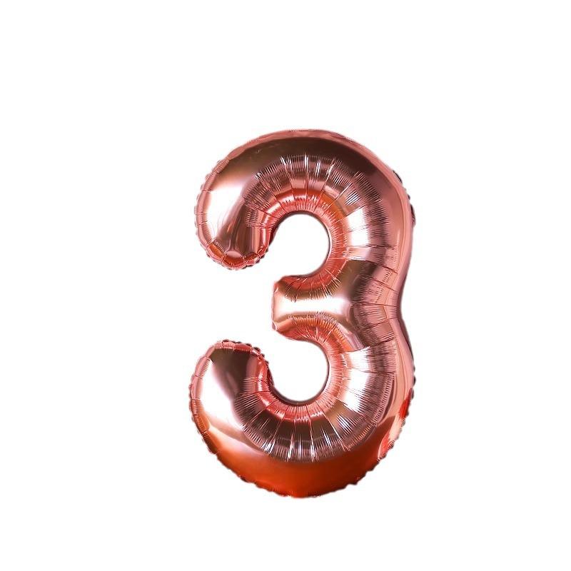 32-Inch Rose Gold Large Digital Aluminum Film Balloon, Children'S Birthday Decoration Baby Birthday Party Arrangement Balloon