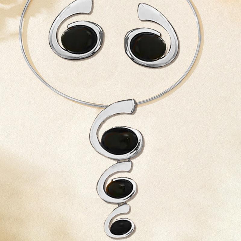 

1 Набор Подвеска Спираль Улитка Колье Серьги-гвоздики Набор Прекрасный Темперамент серебряный серый