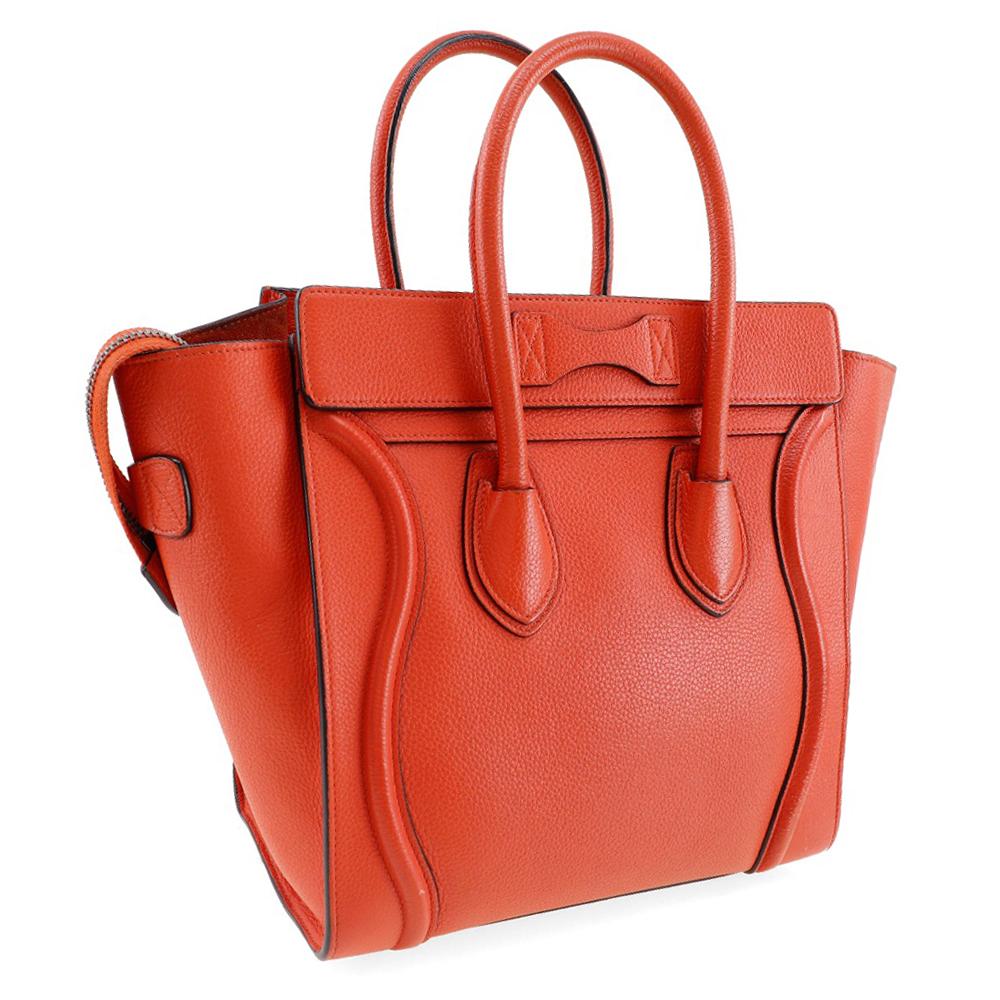 CELINE Luggage micro Handbag Red Calfskin Women Used