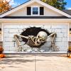Pongee-Stoff Halloween-Garagendekoration, Vollständiges Skelett Ziegelwand-Kunstwerk für Partys und Gemeinschaftsausstellungen