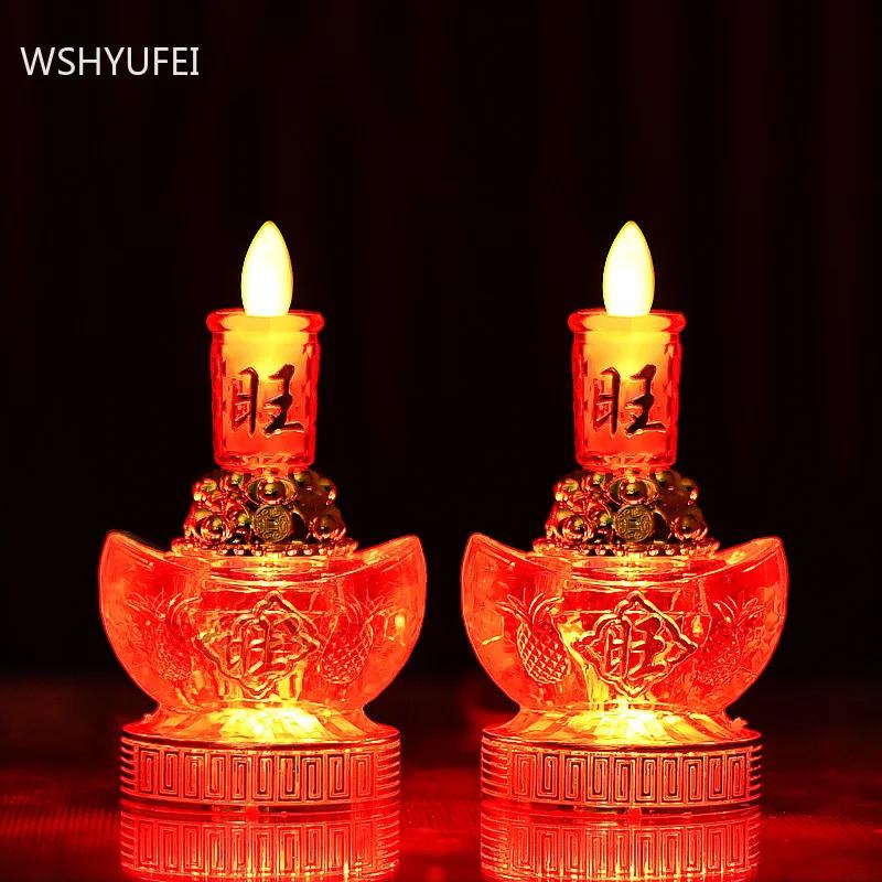 2 Stück Simulationsflamme Buddhistische Guanyin Verehrtes Ornament Heim Fengdhui Dekoration Bringt Glück