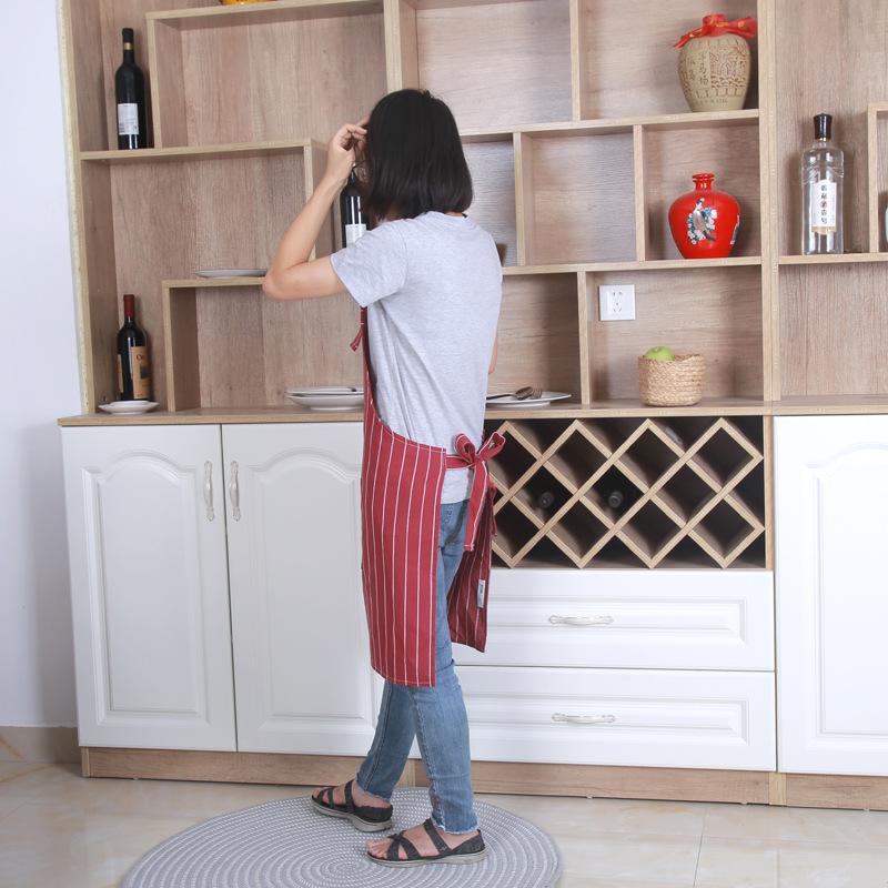 

68x78 см классический полосатый хлопковый льняной взрослый фартук без рукавов для дома, кухни, приготовления пищи, выпечки, чистки, регулируемый красный