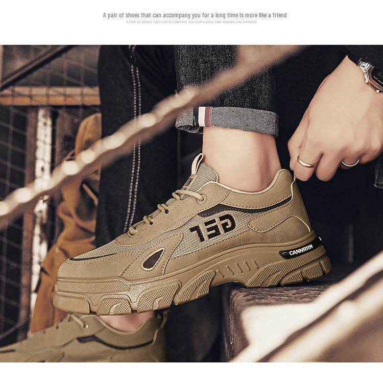 Men's Autumn Breathable Casual Work Shoes: Trendy, Thick-Soled, All-Match Sports Footwear