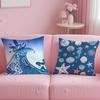 Light Blue Ocean Ripple Cushion Cover Soft  EasyWash Pillow Case  Versatile for Couch Bed Travel and Office