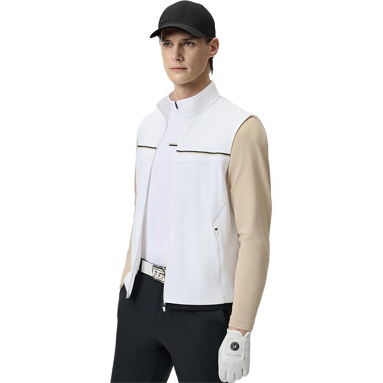 FILA Golf Series SS25 Comfortable Sports Sun Protection Stand Collar Vest Men Vests Jade-White A11M525501F-WT