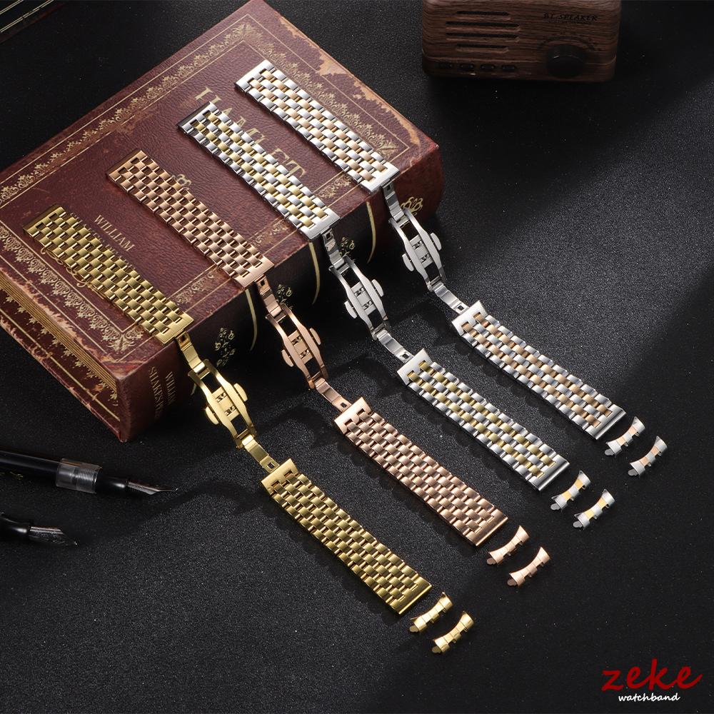 Curved End Watch Strap 18mm 20mm 22mm Solid Stainless Steel Watch Bracelet for Tissot Butterfly Clasp Men Women Universal Straps