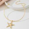 Bohemian Rhinestone Starfish Choker Necklace for Women - European/American Vacation Style