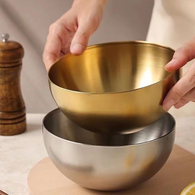 קערות סלט פירות מפלדת אל-חלד מוזהבת קערת מרק אורז אטריות ראמן כלי אוכל למטבח כלי הגשה קערות ערבוב