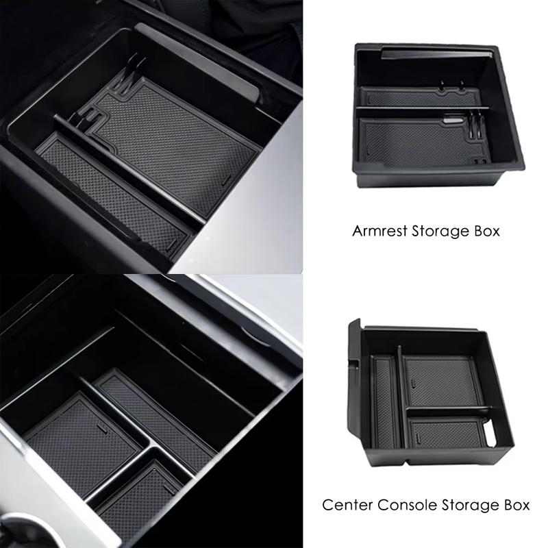For Tesla Model Y Juniper 2026 Storage Box Model 3 2025 Highland Center Console Armrest Storage Tray Cover Tidying Accessories
