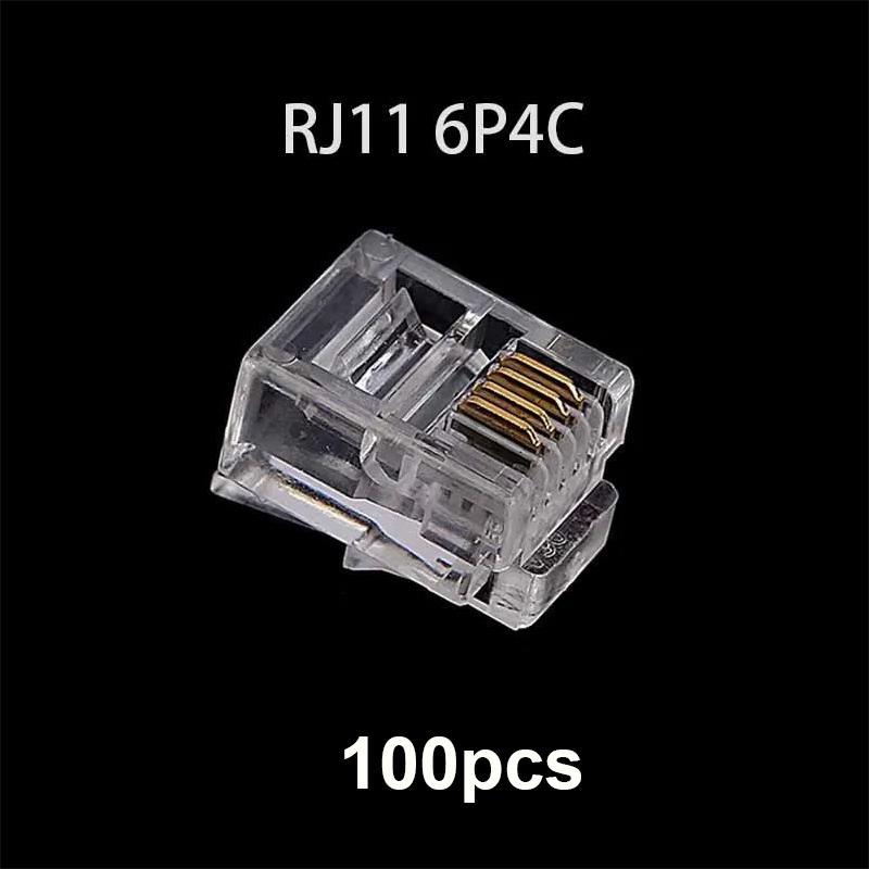 20/50/100PCS/lot RJ11 6P2C 6P4C 6P6C Telephone Internet Modular Plug Jack RJ11 Connector RJ-11 Crystal Heads Gold-Plated 6U