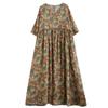 Kurzarm Plus-Size-Baumwolle im Vintage-Stil mit Blumenmuster, neu in Kleidern für Damen, lässiges, lockeres, langes Sommerkleid