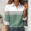 Camicia da Donna Stampata con Bottoni Camicia a Maniche Lunghe Top da Lavoro Business Casual con Tasche Giacca