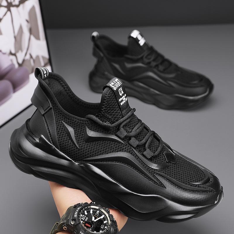 

Мужские летние туфли из дышащей сетчатой ткани для спорта и отдыха с толстой подошвой, нескользящие, рабочие, черного цвета, для страхования труда, прилива 44 чёрный