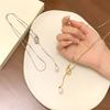 Sturdy Brass Adjustable Chain Baroque Pearls Pendant Long Necklace for Women's Fashion Sweater Chain Jewelry Accessory