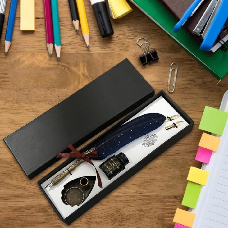 Luxury Vintage Signature Pen Calligraphy Pen for Writing Christmas Gift Quills Pen Fancy Pen Feather Calligraphy Pen Set