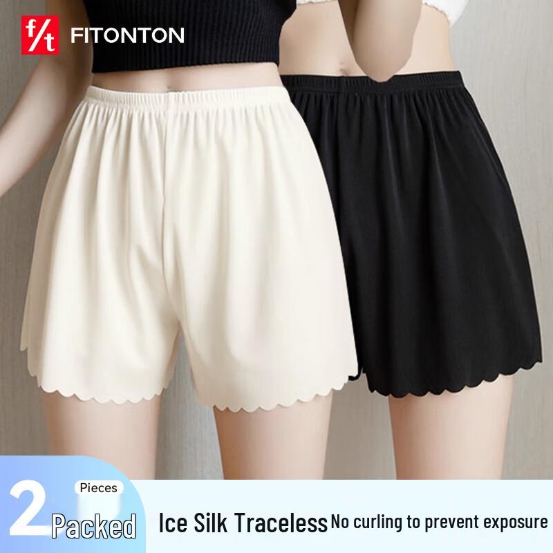 

Женские бесшовные защитные шорты FitonTon из ледяного шелка, 2 шт. XL
