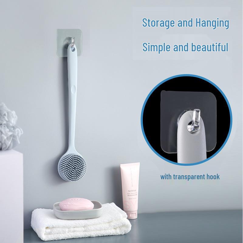 Silicone Long-Handled Bath Brush - Soft Bristle Back Scrubber for Easy Cleaning