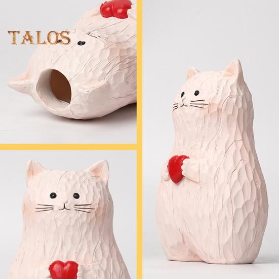 Dragoste Inimă Pisică Vasă de flori Rășină Desene Animat Handmade Pisicuță Floral Suport pentru plante Container Home Office Centru de birou Decorare de birou