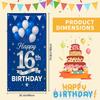 16th Birthday Door Cover 71x35 Inch Blue and Silver Birthday Banner for Party Decorations Balloon Ribbon Backdrop Sign for Boys Girls Teens Photo