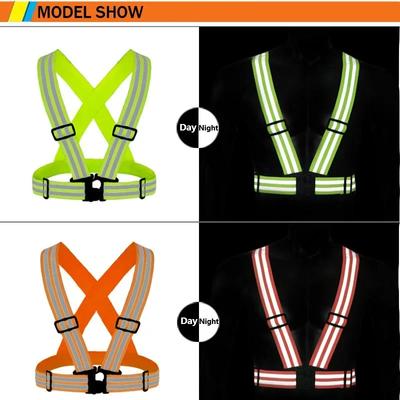 5*1*1cm Gilet Réfléchissant Moto Veste Élastique Réglable Avertissement Nuit Course Réflecteur Lumineux Sécurité Sangles Cyclisme