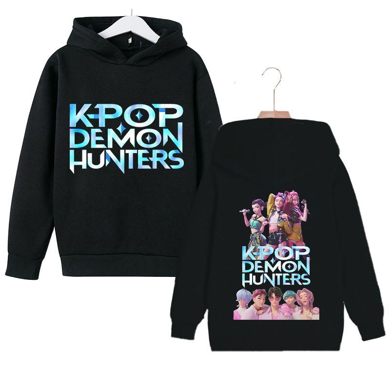 KPop Witch Hunter's Stylish Loose Hoodies for Boys and Girls, Autumn and Winter Children's Fleece Hoodies