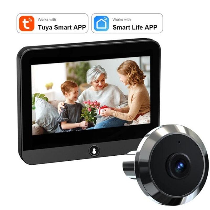 Smart Wireless Doorbell with Wide-Angle Camera and Display for Anti-Theft Door Monitoring