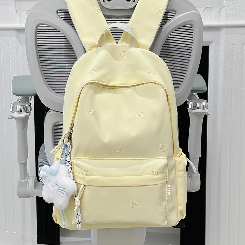 Zaino Scolastico Ragazza Semplice Versatile Zaino Studente Universitario Studente Scuola Media Zaino Carino Ricamato con Fiocco Zaino da Viaggio