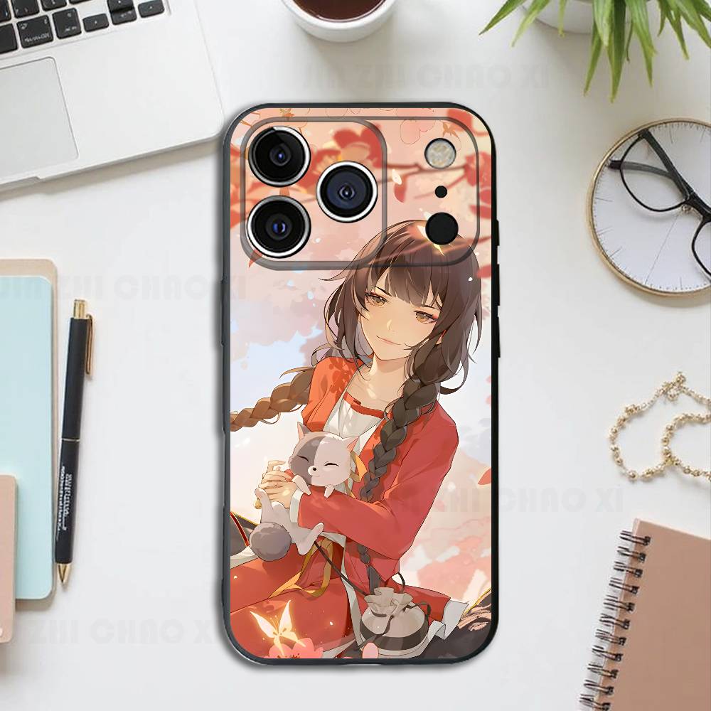 

Bai Yao Pu Tao Yao Black Phone Case For IPhone 17 16 15 14 13 12 13 12 11 Pro Max Plus XS XR Silicone Soft Back Cover iPhone15