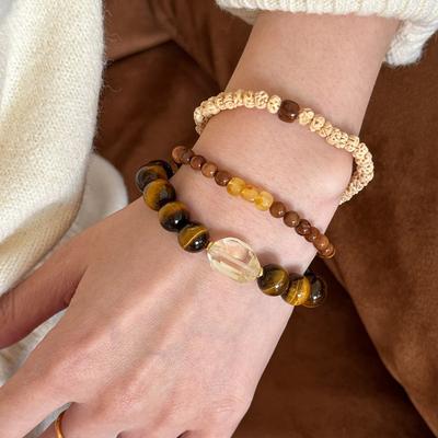 Tiger's Eye Citrine Maillard Beaded Bracelet Neutral Wind Light Luxury Temperament Bracelet Niche Design Versatile Jewelry