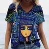 Facial Printed T-shirt Short Sleeved Top Casual Street Women's T-shirts