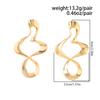 Minimalist Abstract Irregular Spiral Twist Shape Gold Color Dangle Earrings for Women Fashion Designer Earrings Party Jewelry