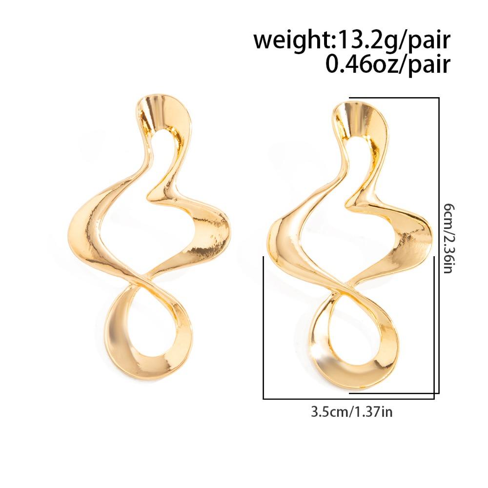 Minimalist Abstract Irregular Spiral Twist Shape Gold Color Dangle Earrings for Women Fashion Designer Earrings Party Jewelry