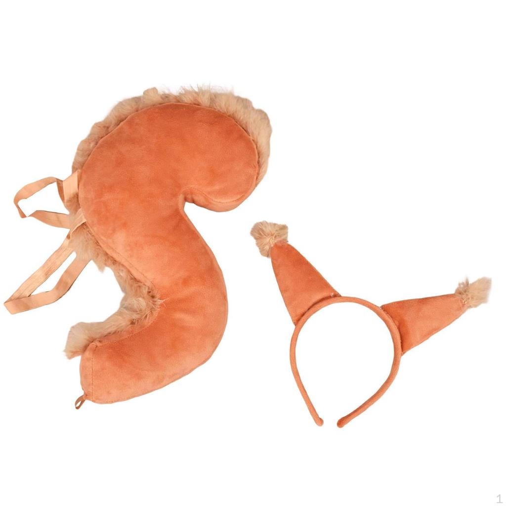 Animal Tail Costume Kit Hairband Cosplay Fancy Dress Headpiece Squirrel Ears Hair Hoop Headband for