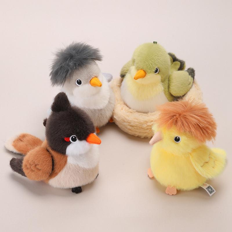 Lovely Handmade Lifelike Little Bird Plush Toys Cozy Fluffy Funny Magnetic Little Bird Doll Cute Palm Shoulder Pets Kids Gift