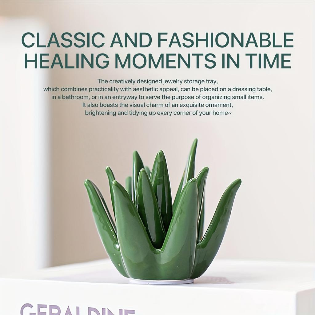 [Keramischer Kaktus Ringhalter] Grüner Keramischer Kaktus Ringhalter | Schmuckorganisator für Ringe, Ohrringe & Accessoires, Perfekt für Heim- und Büro-Schreibtischdeko