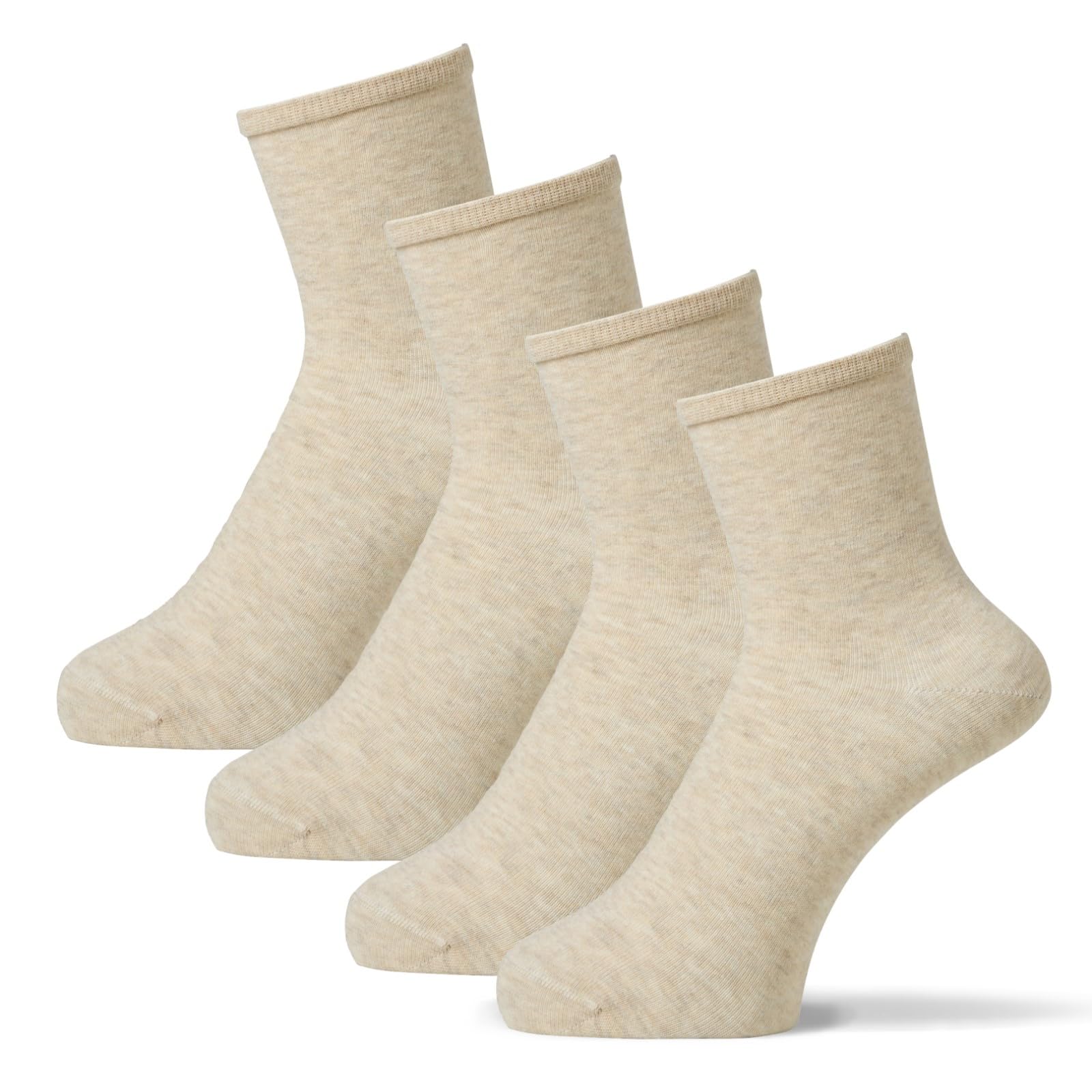 

Okamoto Comfortable Cotton Crew Solid Cotton Loose Elastic Fits 646270 Women s Socks, 4-Pair Set, Color, 100% Inside, Cuffs, Most, бежевый