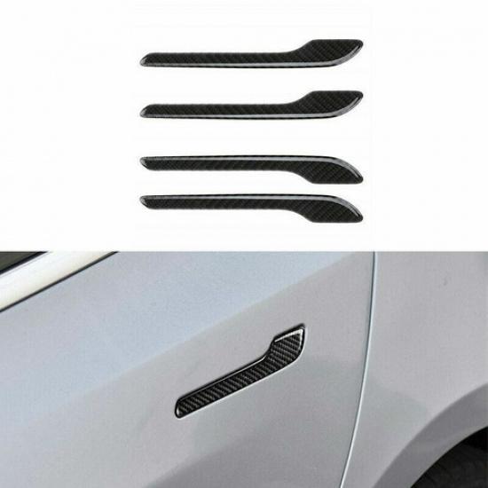 Auto car Carbon Fiber door handle sticker cover Trim Protector for Tesla Model 3