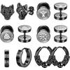 Set 1/6 Perechi Cercei Stud Rotunzi cu Rune Vikinge 18G pentru Femei Bărbați, Oțel Inoxidabil 316L Piercing Cartilaj Tragus Helix Zircon